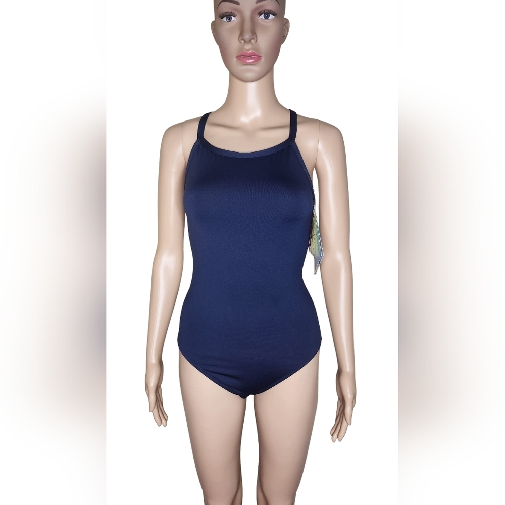 NWT Watermen women's blue performance hybrid elite cutout spf 50 swimsuit 36